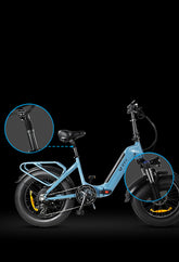 Shock Absorbing System detail in DYU FF500 20 Inch Fat Tire Electric Bike